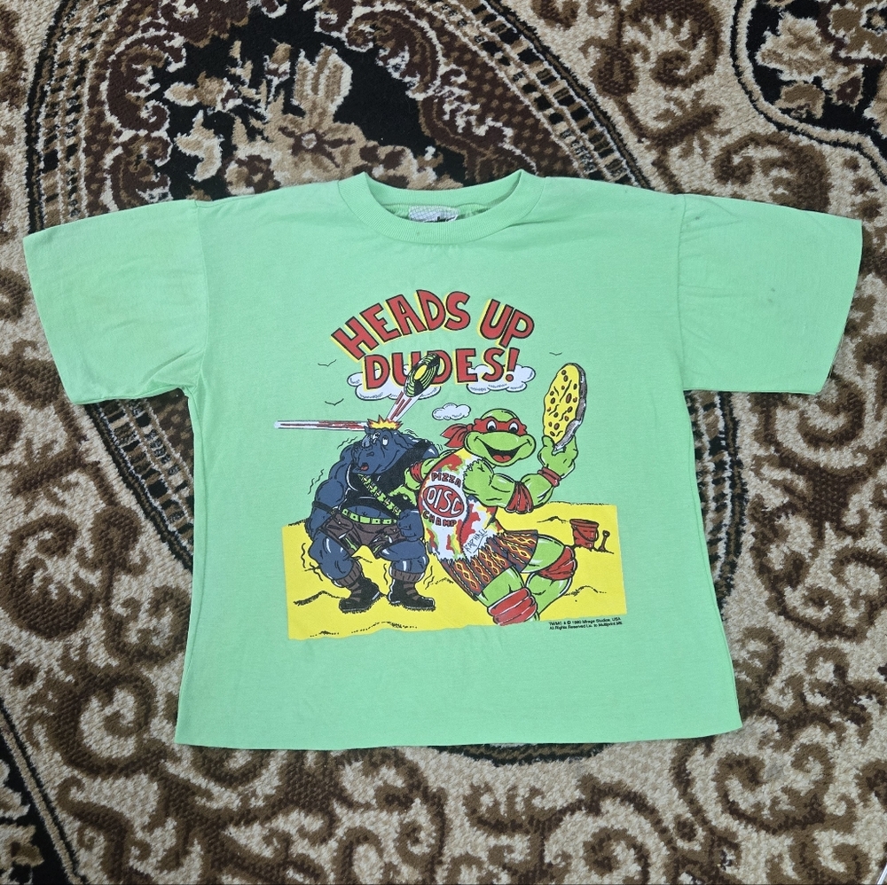 Teenage Mutant Ninja Turtles Kids T-shirt Tee Pizza Heads Up Dudes! 90s 1990